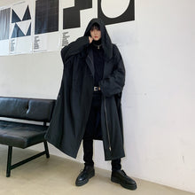 Load image into Gallery viewer, Men Oversize Loose Casual Black Hooded Long Trench Coat Male Women Streetwear Gothic Windbreaker Jacket Overcoat Cloak